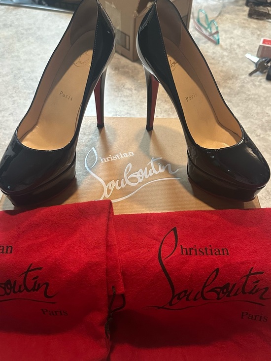 Christian Louboutin Shoes - Christian Louboutin Black Patent Leather Platform Pumps with Red Soles